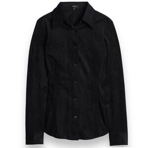 Babaton Vineet Vegan Suede Blouse in Black Size 6 Aritzia #59091